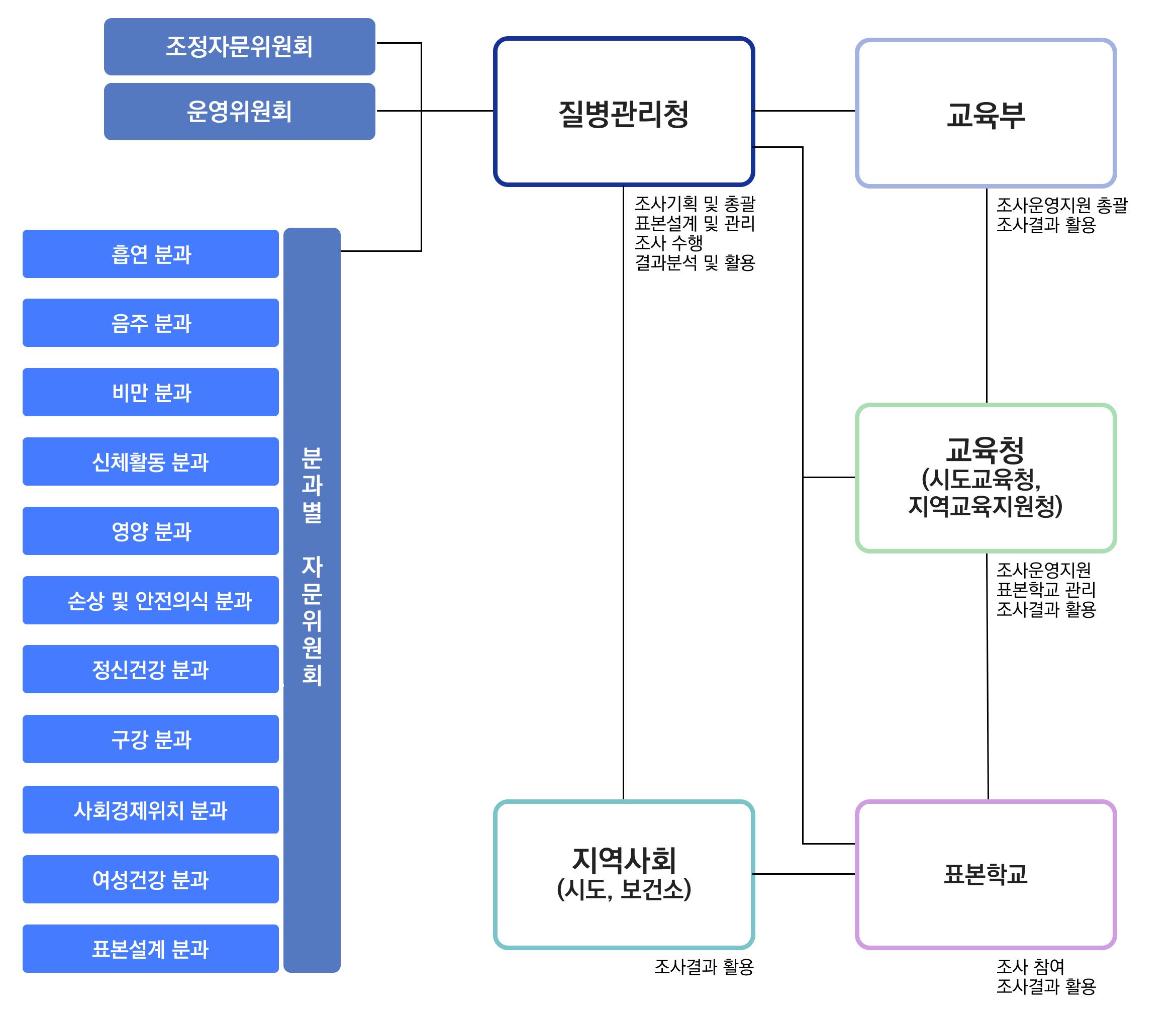 청소년건강행태조사 추진체계(다음 내용 참조)