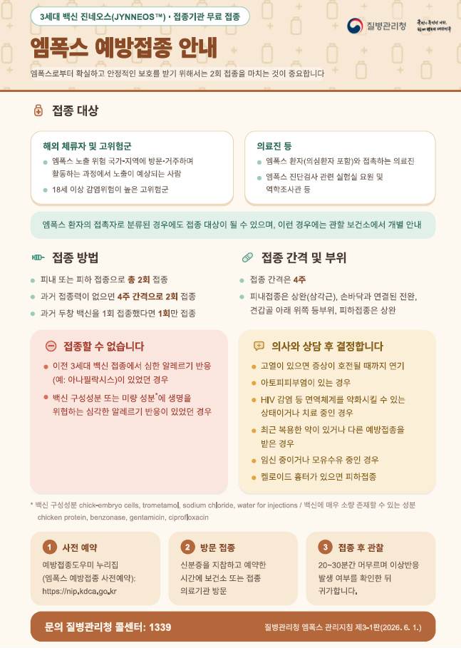 3세대 백신 엠폭스 예방접종 안내