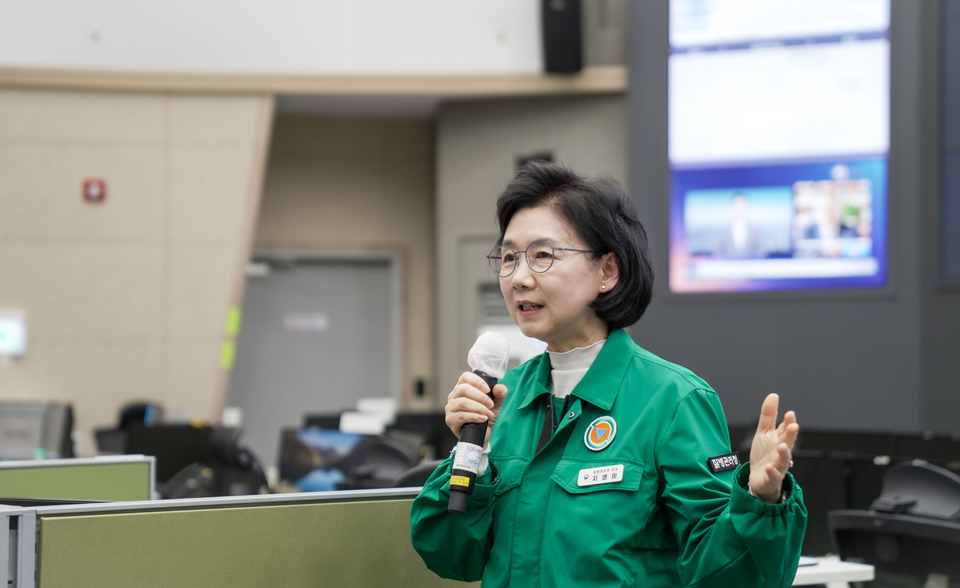 질병관리청(청장 지영미)이 2024 감염병 재난대응 안전한국훈련에서 총평과 마무리 말씀을 하고 있다