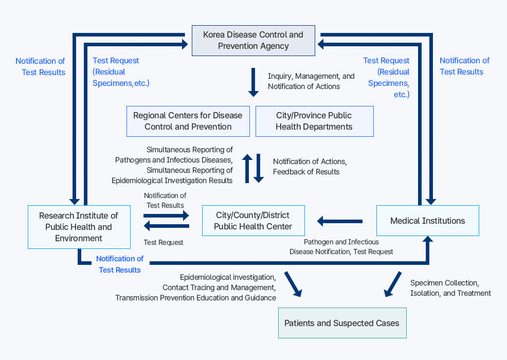 감염병 신고 및 보고체계 흐름도