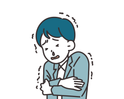 오한으로 인해 떨고있는 남성 일러스트 이미지