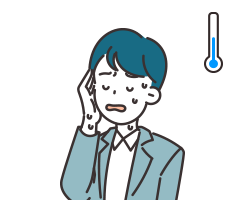 발한기로 인해 땀을 흘리고 있는 남성 일러스트 이미지